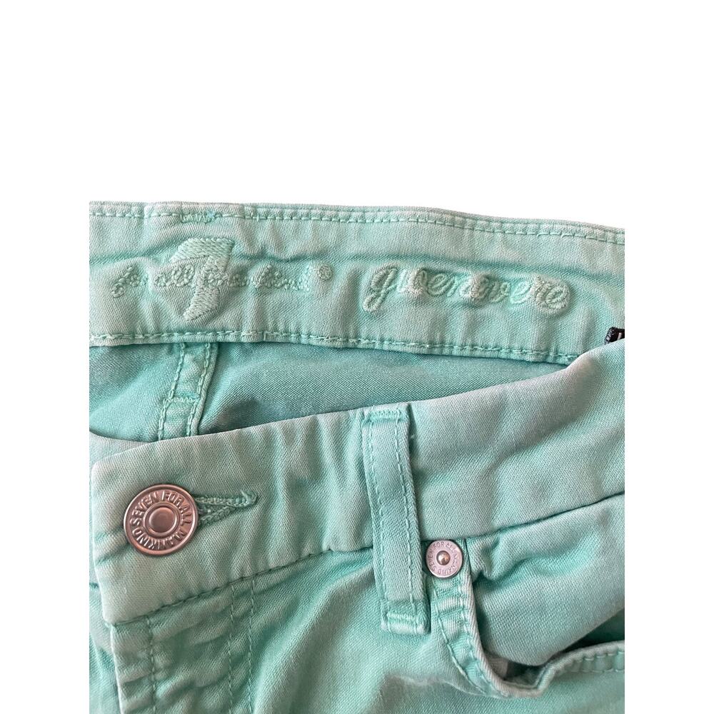 7 For All Mankind Gwenevere Skinny Jeans Mint Green 27 - Picture 2 of 6